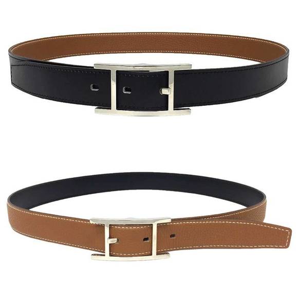 Hermes Hermès Easy Belt, Size 85, □I Stamp, Reversible Leather, Black/Camel B... - Picture 1 of 3